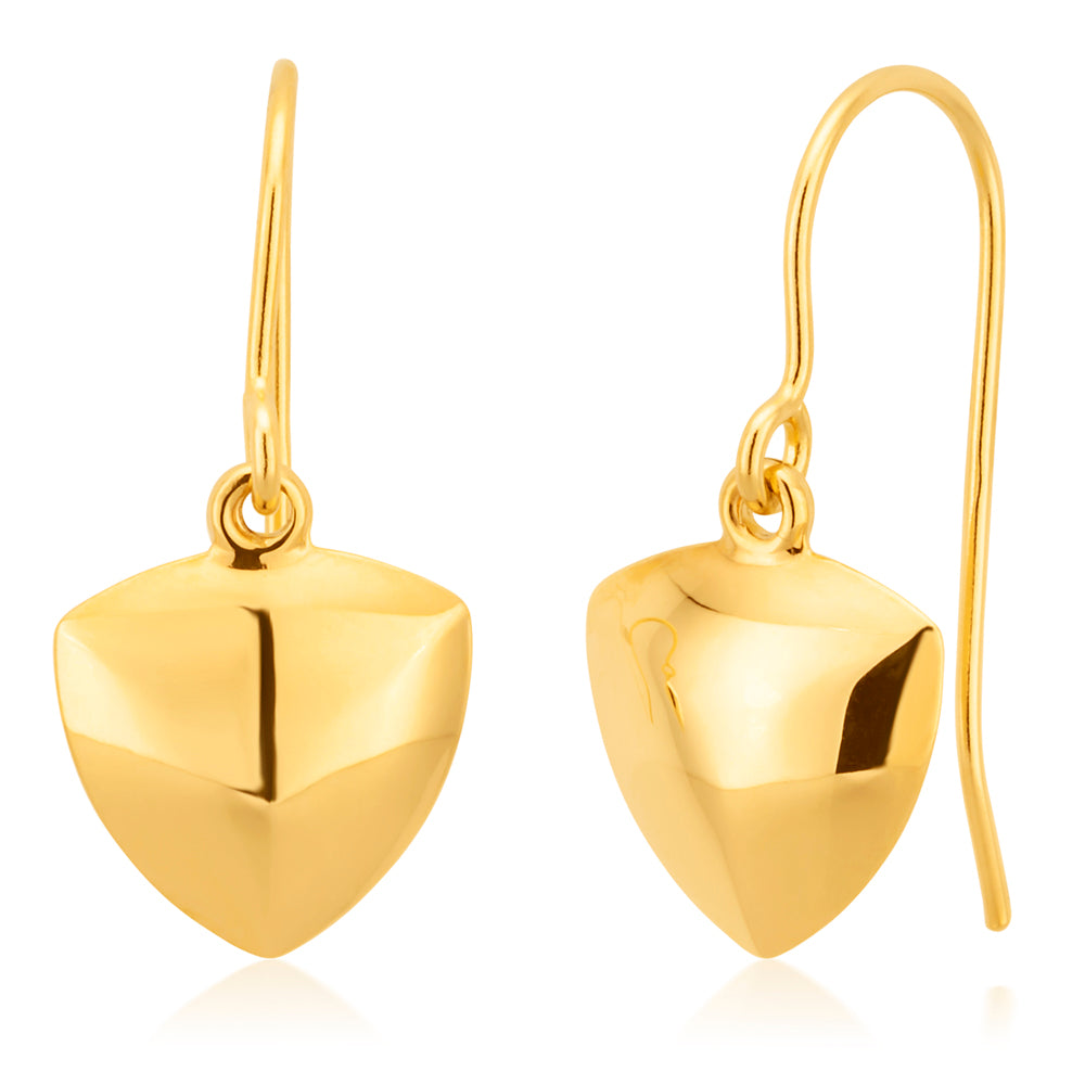 9ct Yellow Gold Heart Drop Earrings