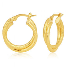 Load image into Gallery viewer, 9ct Yellow Gold Crossover Hoop Earrings