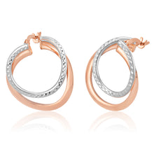 Load image into Gallery viewer, 9ct Two-Tone Gold Diamond Cut Double Hoop Earrings