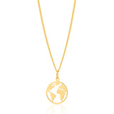 9ct Yellow Gold World Map Disc Cutout Pendant