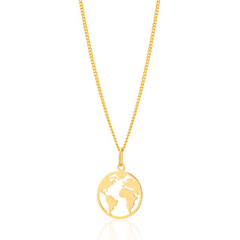 9ct Yellow Gold World Map Disc Cutout Pendant
