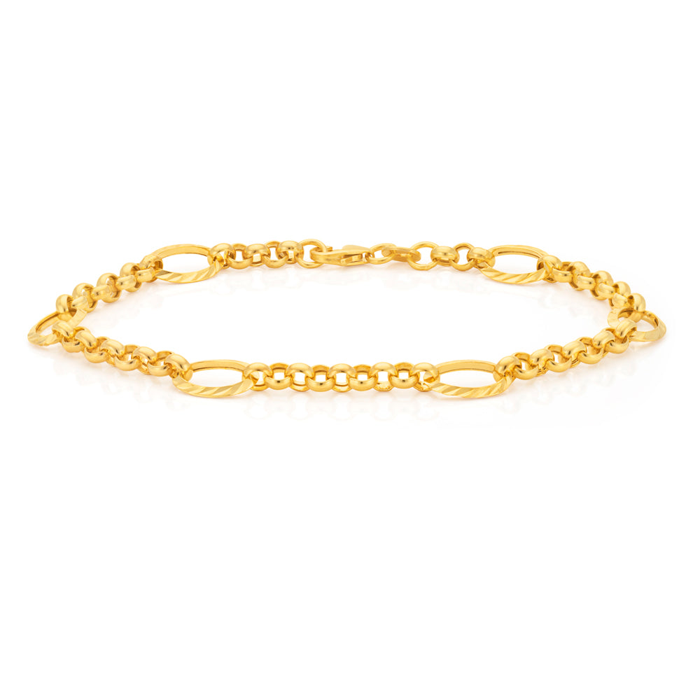 9ct Yellow Gold 19cm Belcher Bracelet