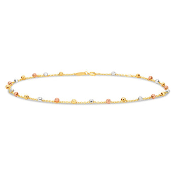 9ct Yellow Gold Ball Charms on 27cm Trace Link Anklet