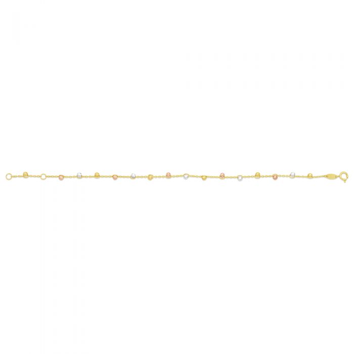 9ct Yellow Gold Trace Link Ball Charms 19cm Bracelet