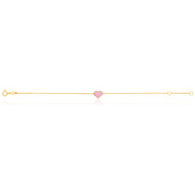 Load image into Gallery viewer, 9ct Yellow Gold Pink Cubic Zirconia Heart Charm attached on 17cm Trace Link Bracelet