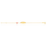 9ct Yellow Gold Pink Heart Charm 17cm ID Bracelet