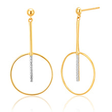 Load image into Gallery viewer, 9ct Yellow Gold Diamond Cut Bar and Circle Earrings