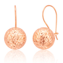 Load image into Gallery viewer, 9ct Rose Gold Diamond Cut 10mm Ball Earwire Earrings