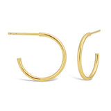 9ct Yellow Gold Plain Half Hoop Stud Earrings