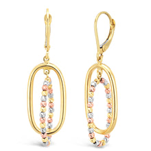 Load image into Gallery viewer, 9ct Three-Tone Gold Fancy Diamond Cut Beaded Layered Drop Earrings