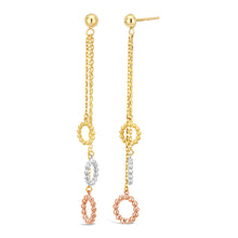 Load image into Gallery viewer, 9ct Three-Tone Gold 3x Circle Beaded Circle Drop Earrings
