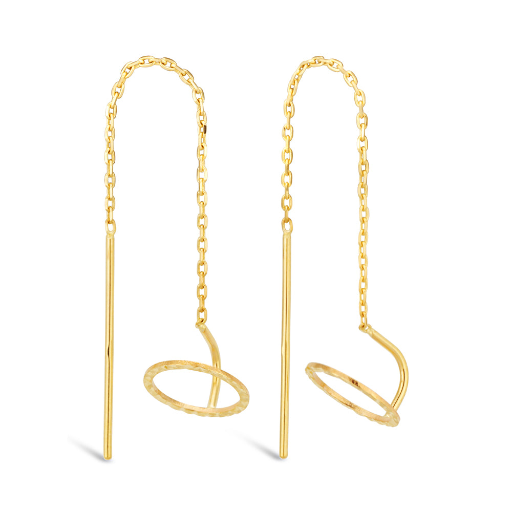 9ct Yellow Gold Circle Threader Earrings