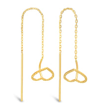 Load image into Gallery viewer, 9ct Yellow Gold Heart Threader Earrings