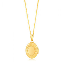 Load image into Gallery viewer, 9ct Yellow Gold Greek Key Pattern Oval Locket