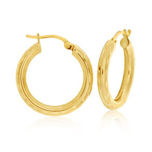 Load image into Gallery viewer, 9ct Yellow Gold Diamond Cut 15MM Hoop Earrings