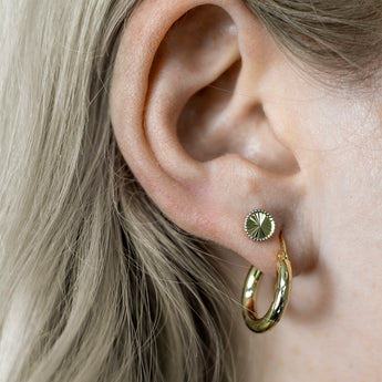9ct Yellow Gold Diamond Cut Circle Stud Earrings
