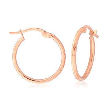 9ct Rose Gold Plain 15MM Hoop Earrings