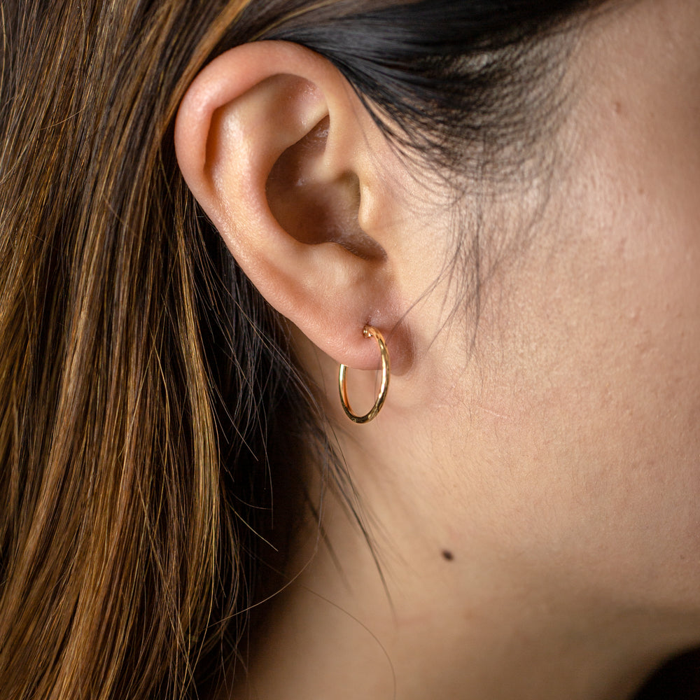 9ct Yellow Gold  Diamond Cut  Hoop Earrings