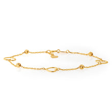 Load image into Gallery viewer, 9ct Yellow Gold Heart and Bead 19cm Bracelet