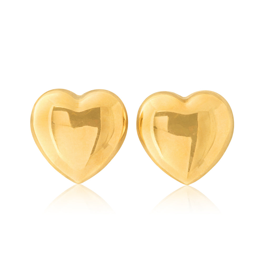 9CT Yellow Gold Heart Stud Earring