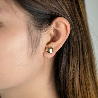 9CT Yellow Gold Heart Stud Earring