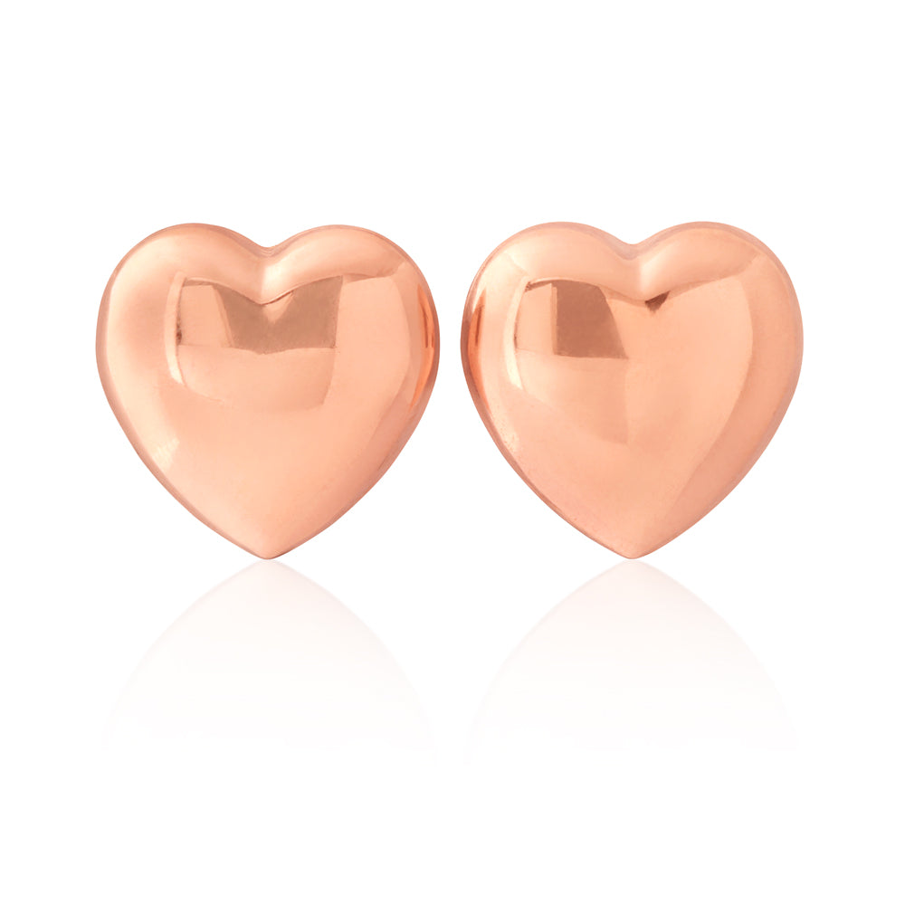 9CT Rose Gold Heart Stud Earring
