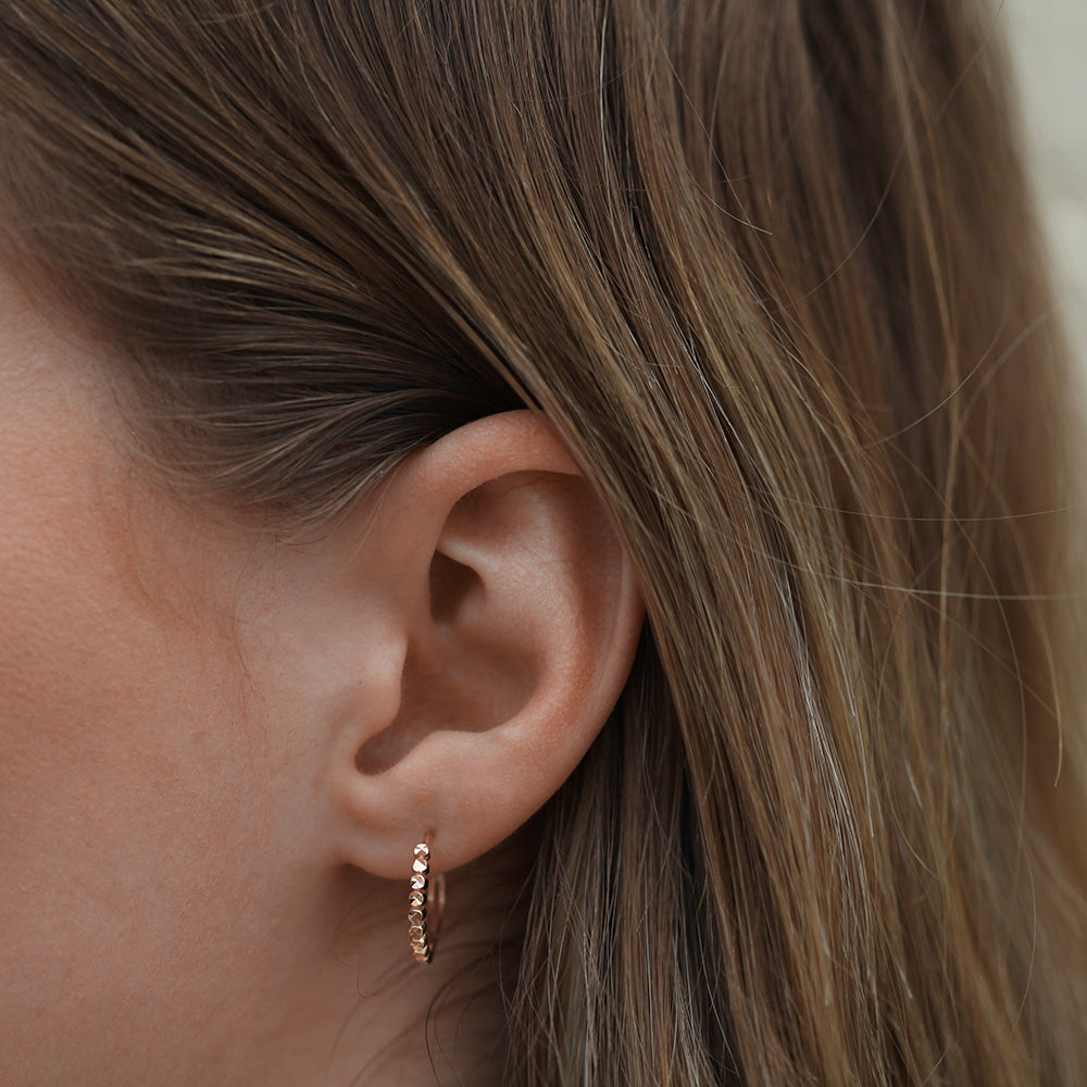 9ct Rose Gold Hoop Patterned Earrings