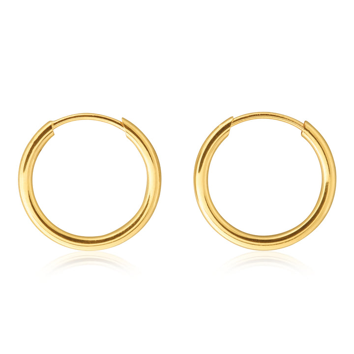 9ct Yellow Gold 13mm Plain Sleeper Earrings