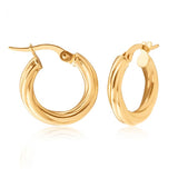 9ct Yellow Gold 10mm Twist Hoop Earrings