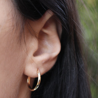 9ct Yellow Gold 15mm Diamond Cut Hoop Earrings