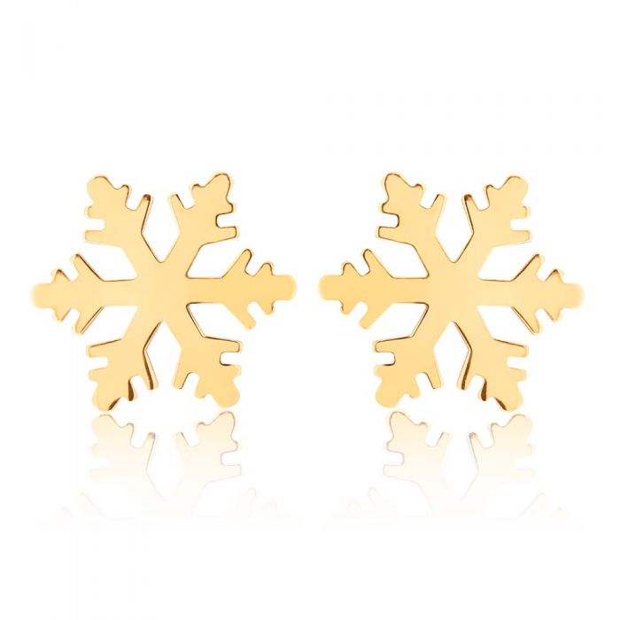 9ct Yellow Gold Snowflake Stud Earrings