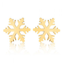 Load image into Gallery viewer, 9ct Yellow Gold Snowflake Stud Earrings