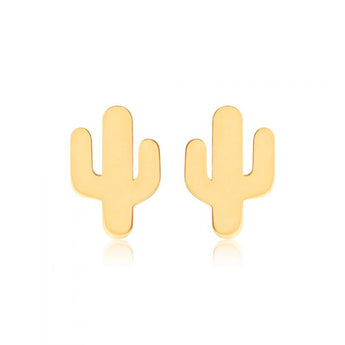 9ct Yellow Gold Cactus Stud Earrings