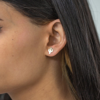 9ct Yellow Gold Cactus Stud Earrings