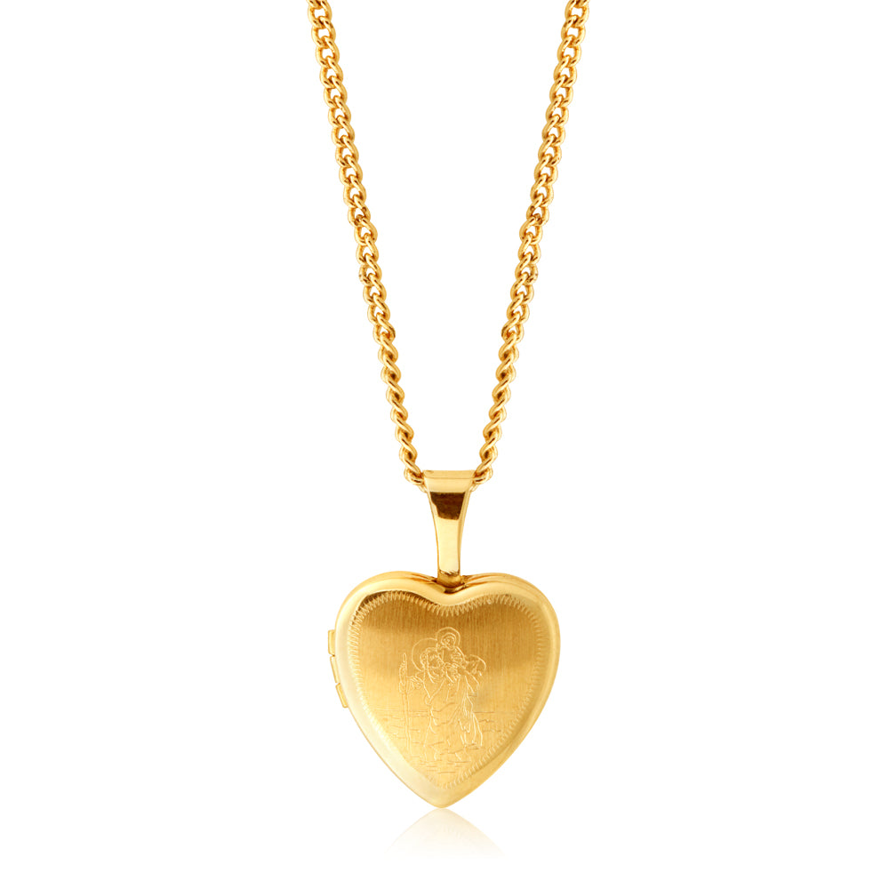 9ct Yellow Gold 12mm Heart Locket Pendant