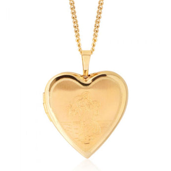 9ct Yellow Gold 20mm Heart Locket Pendant