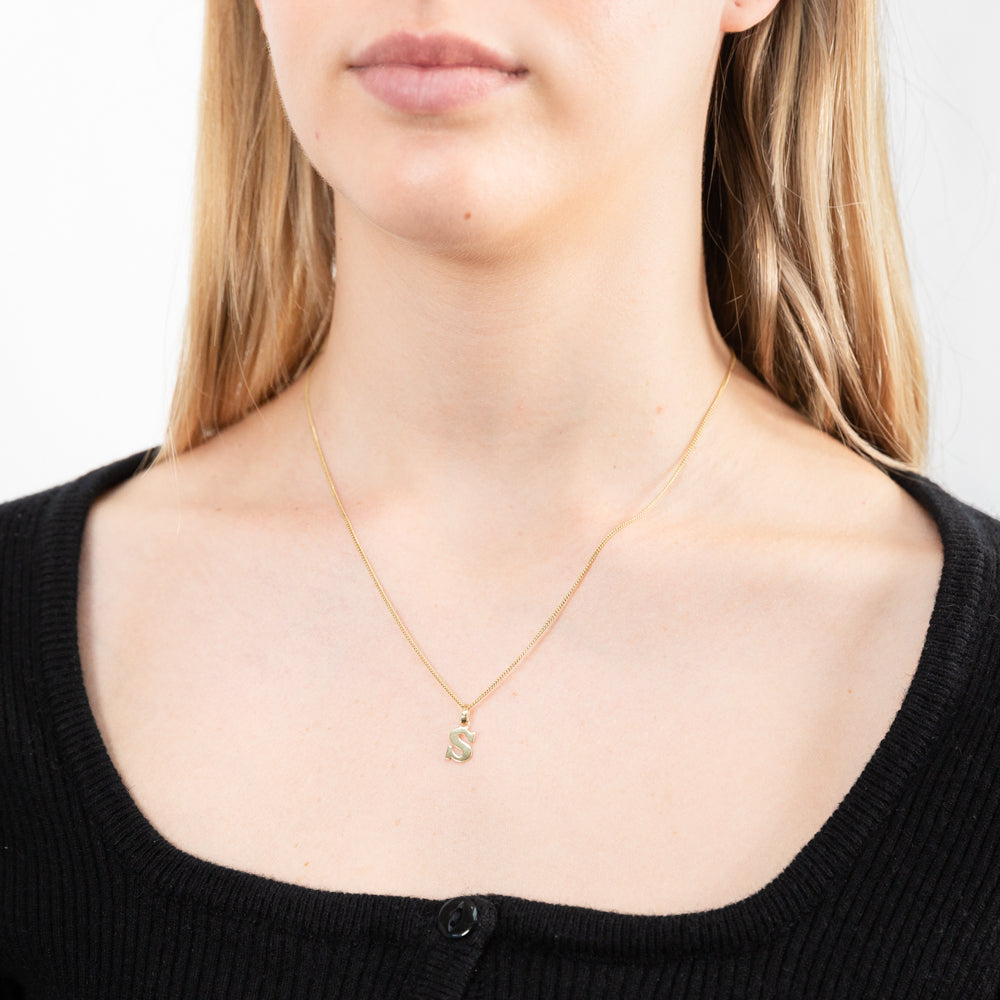 9ct Yellow Gold Initial "S" Pendant