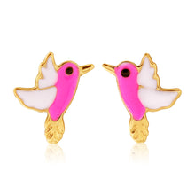 Load image into Gallery viewer, 9ct Yellow Gold Lacquerized Humming Bird Stud Earrings