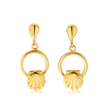 Load image into Gallery viewer, 9ct Yellow Gold Scallop Shell Drop Earrings
