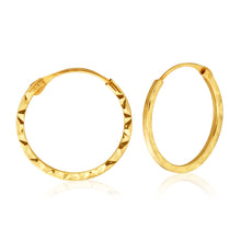 Load image into Gallery viewer, 9ct Yellow Gold 1x14mm Hinged Hoop Earrings