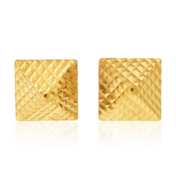 9ct Yellow Gold Diamond Cut Pyramid Stud  Earrings