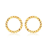 9ct Yellow Gold Diamond Cut 10mm Hoop Earrings