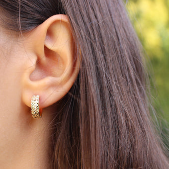 9ct Yellow Gold Diamond Cut 12mm Hoop Earrings