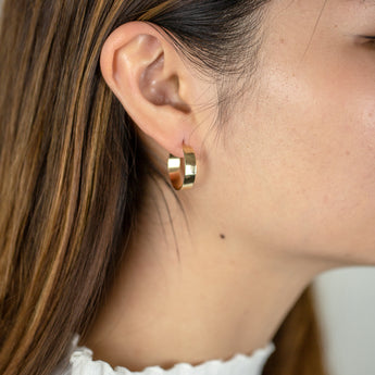 9ct Yellow Gold 20mm Flat Half Hoop Earrings