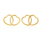 9ct Yellow Gold Double Heart Stud Earrings
