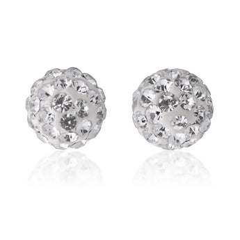 9ct Yellow Gold 6mm Crystal Ball Stud Earrings