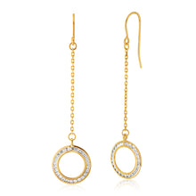Load image into Gallery viewer, 9ct Yellow Gold Cubic Zirconia Diamond Cut Drop Earrings