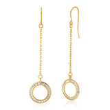 9ct Yellow Gold Cubic Zirconia Diamond Cut Drop Earrings