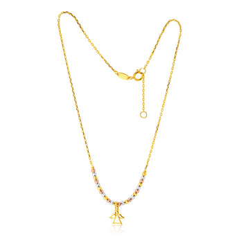 9ct Gold Figaro Angel 27cm Anklet