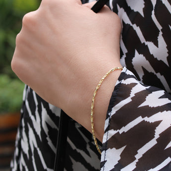 9ct Yellow Gold Diamond Cut Twist 19cm Bracelet